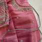 Pink Silver Maggam work blouse