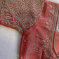 Pink Silver Maggam work blouse