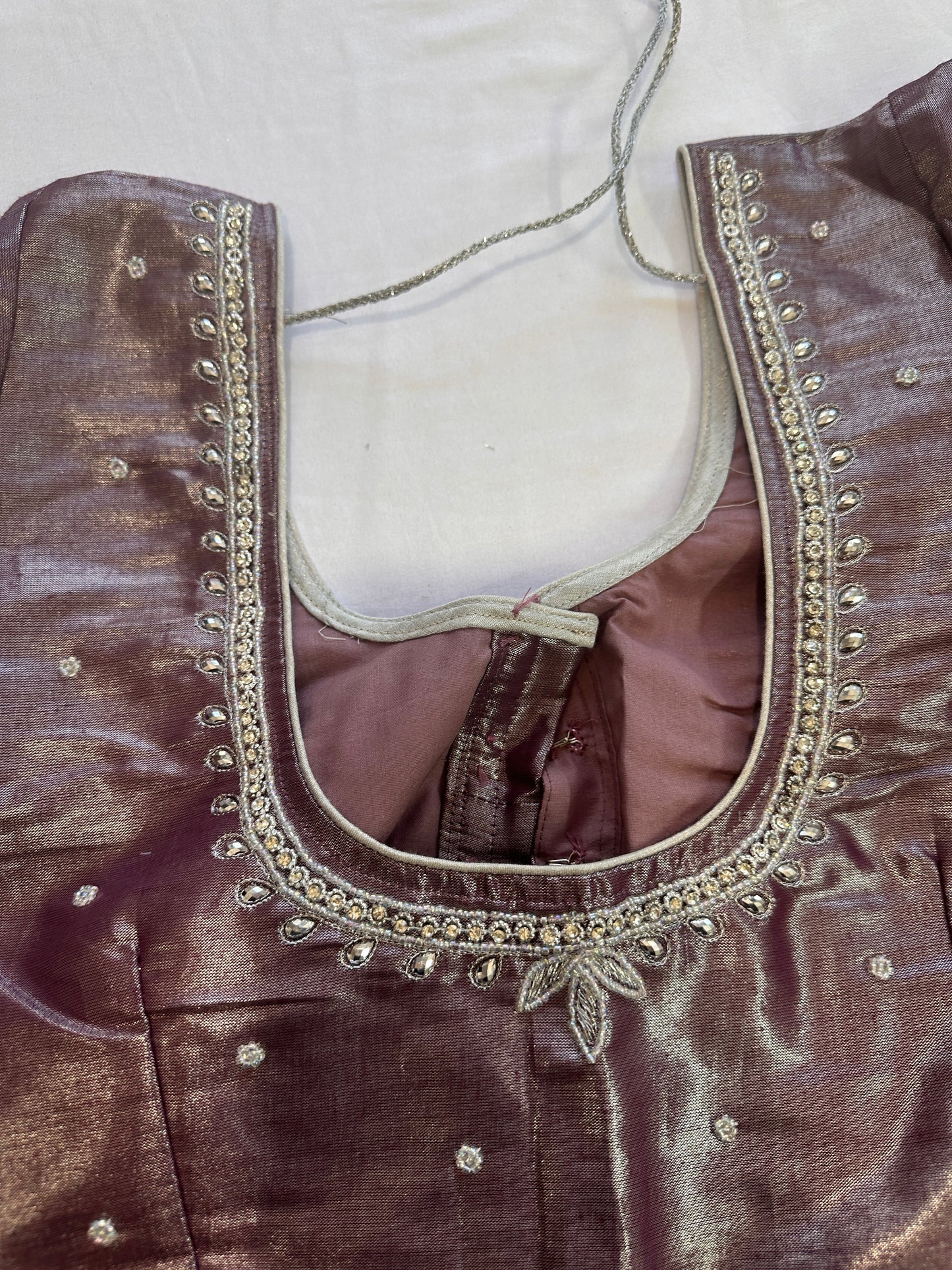 Mauve Purple Maggam work blouse