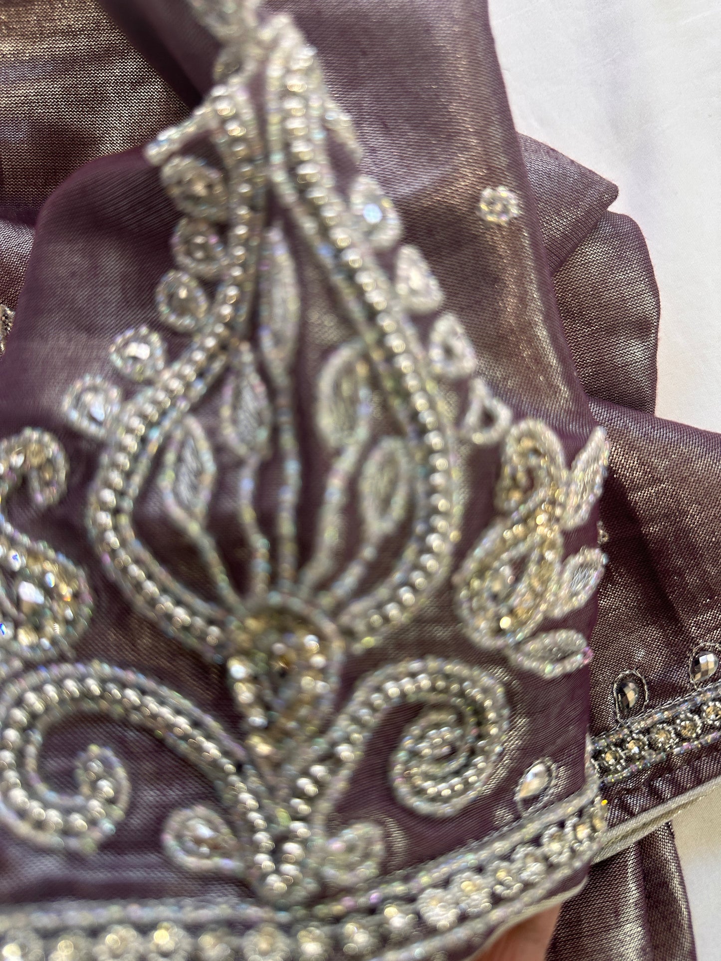 Mauve Purple Maggam work blouse