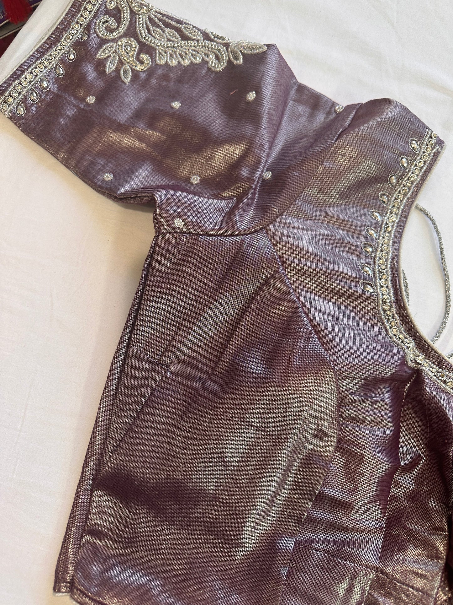 Mauve Purple Maggam work blouse