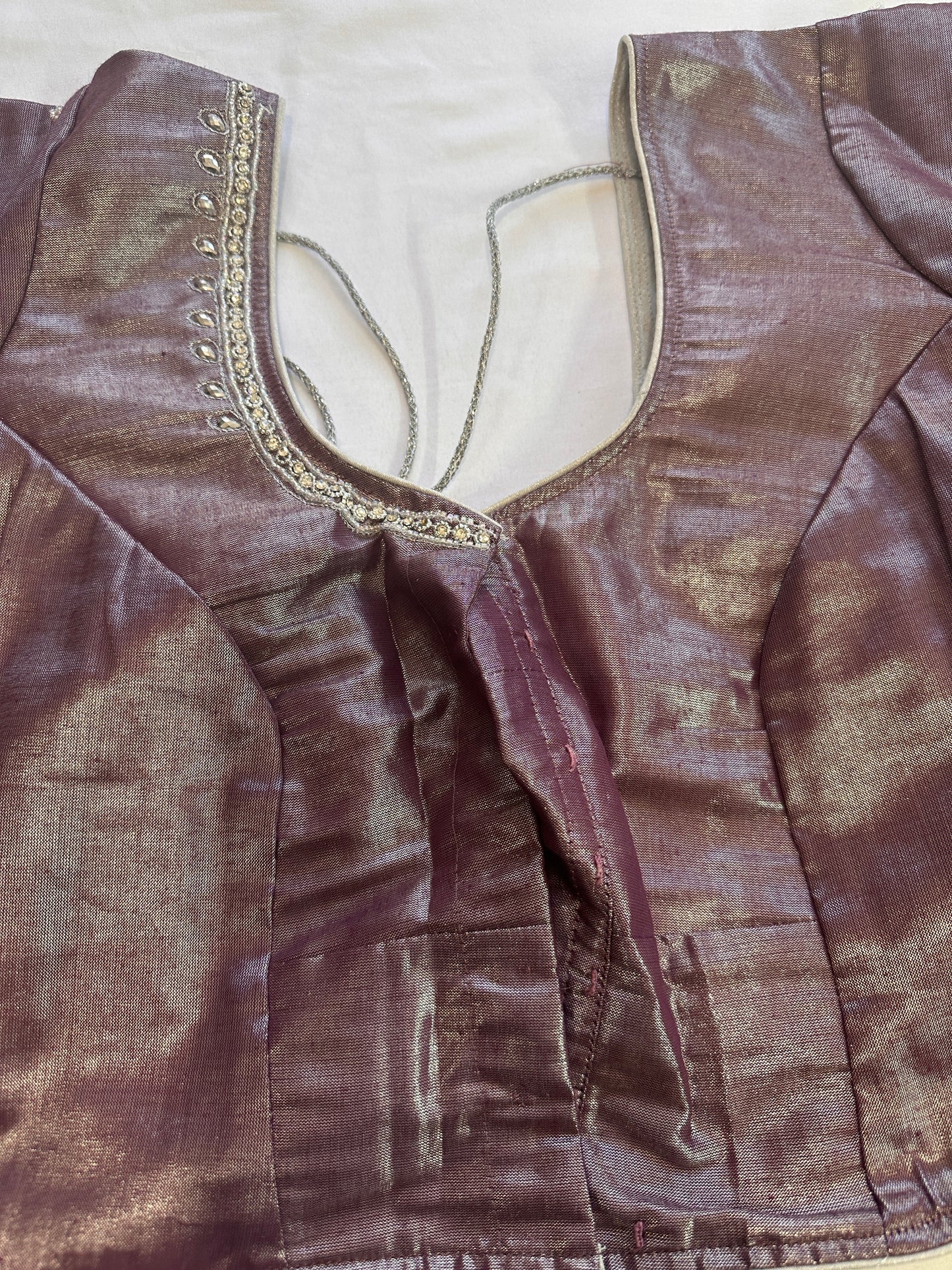 Mauve Purple Maggam work blouse