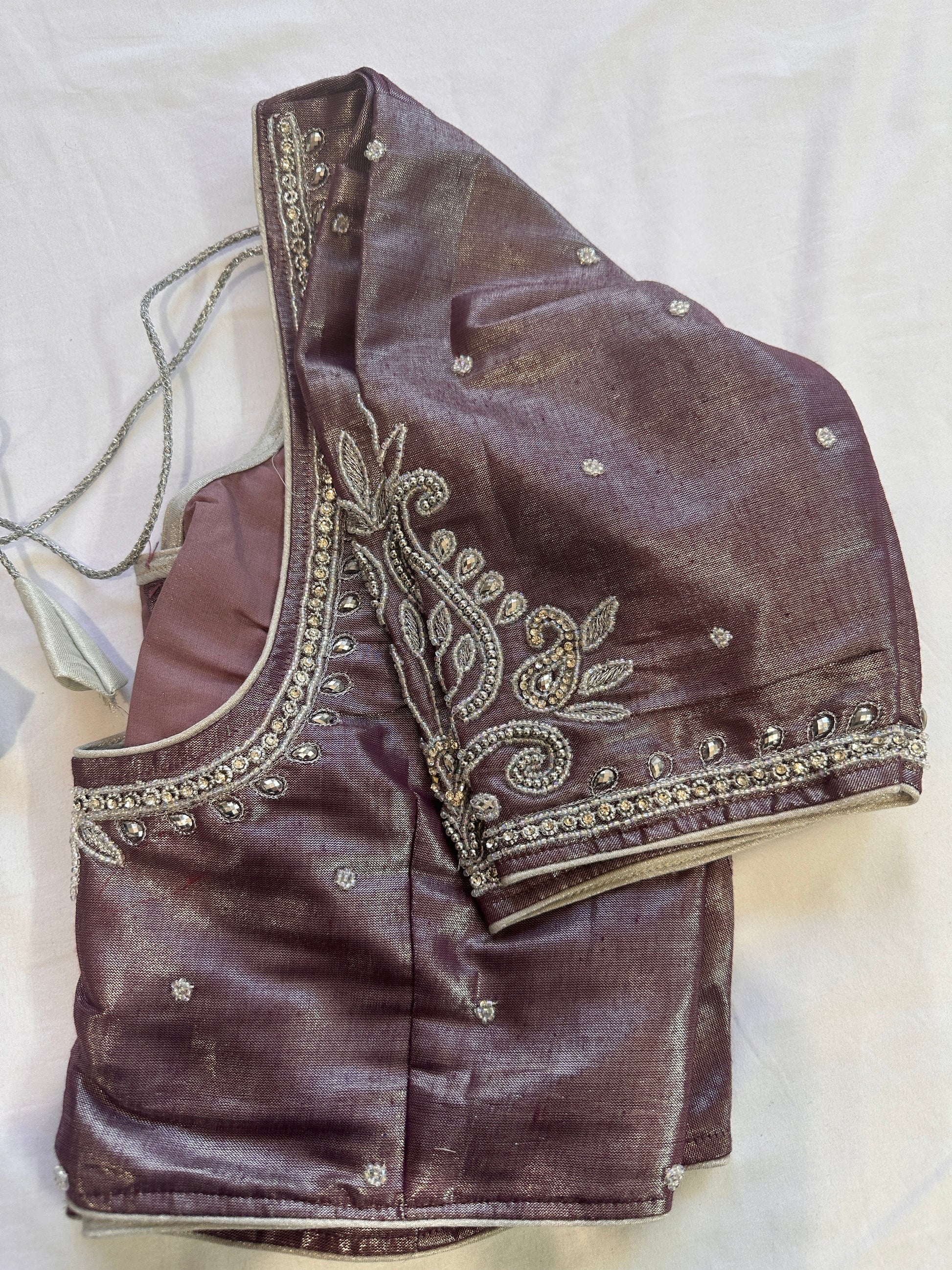 Mauve Purple Maggam work blouse