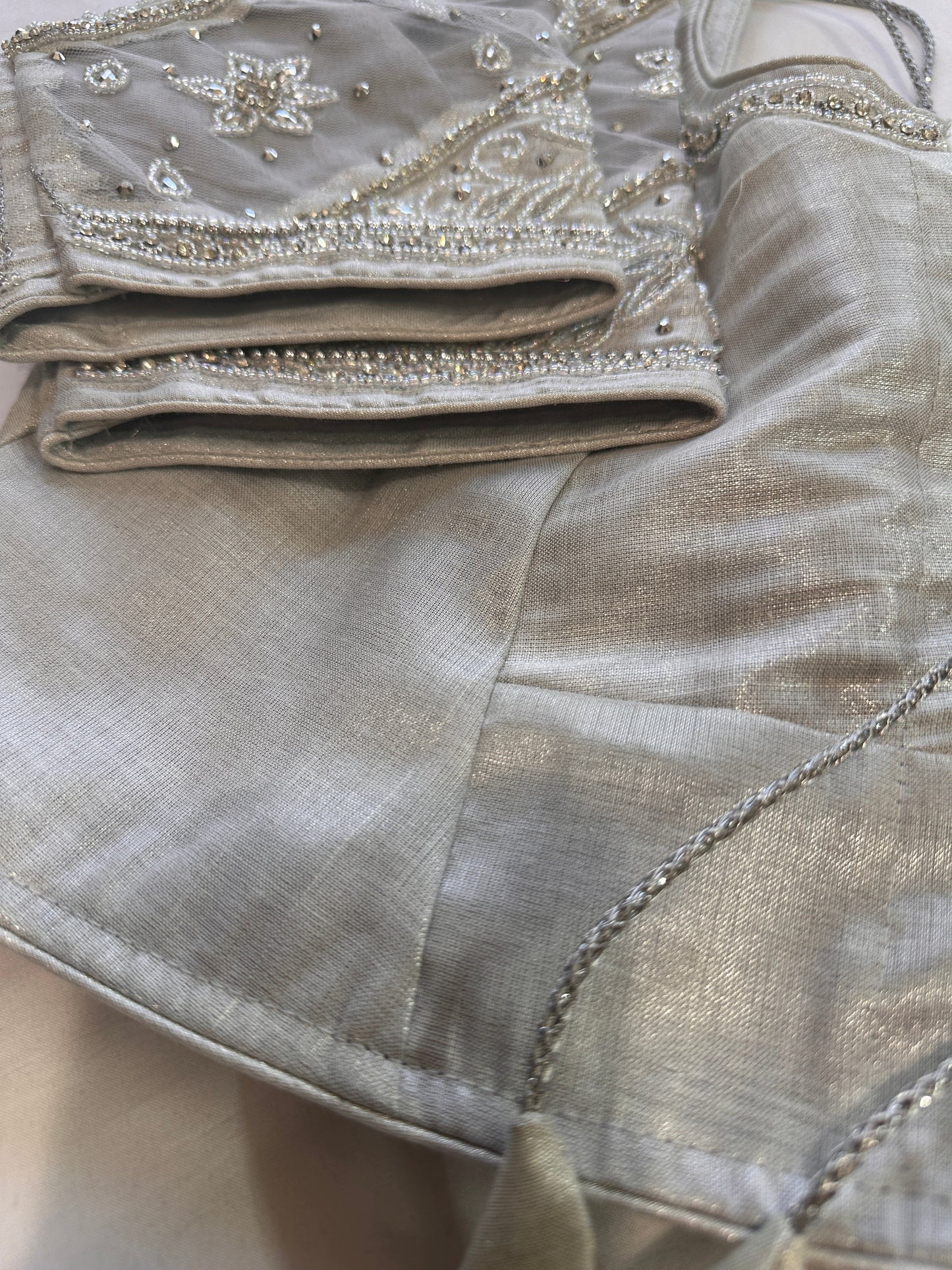 Silver Maggam work blouse
