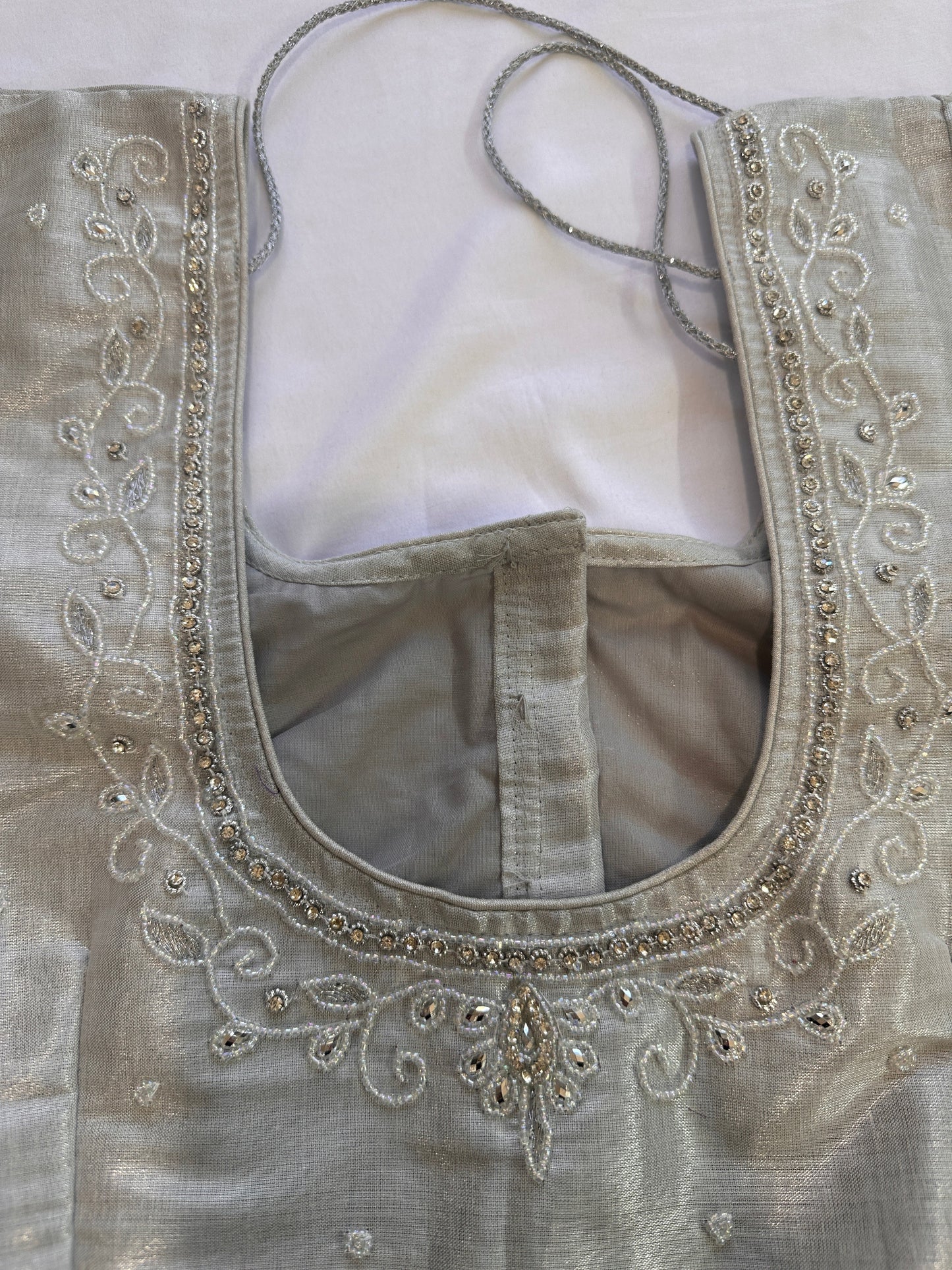 Silver Maggam work blouse