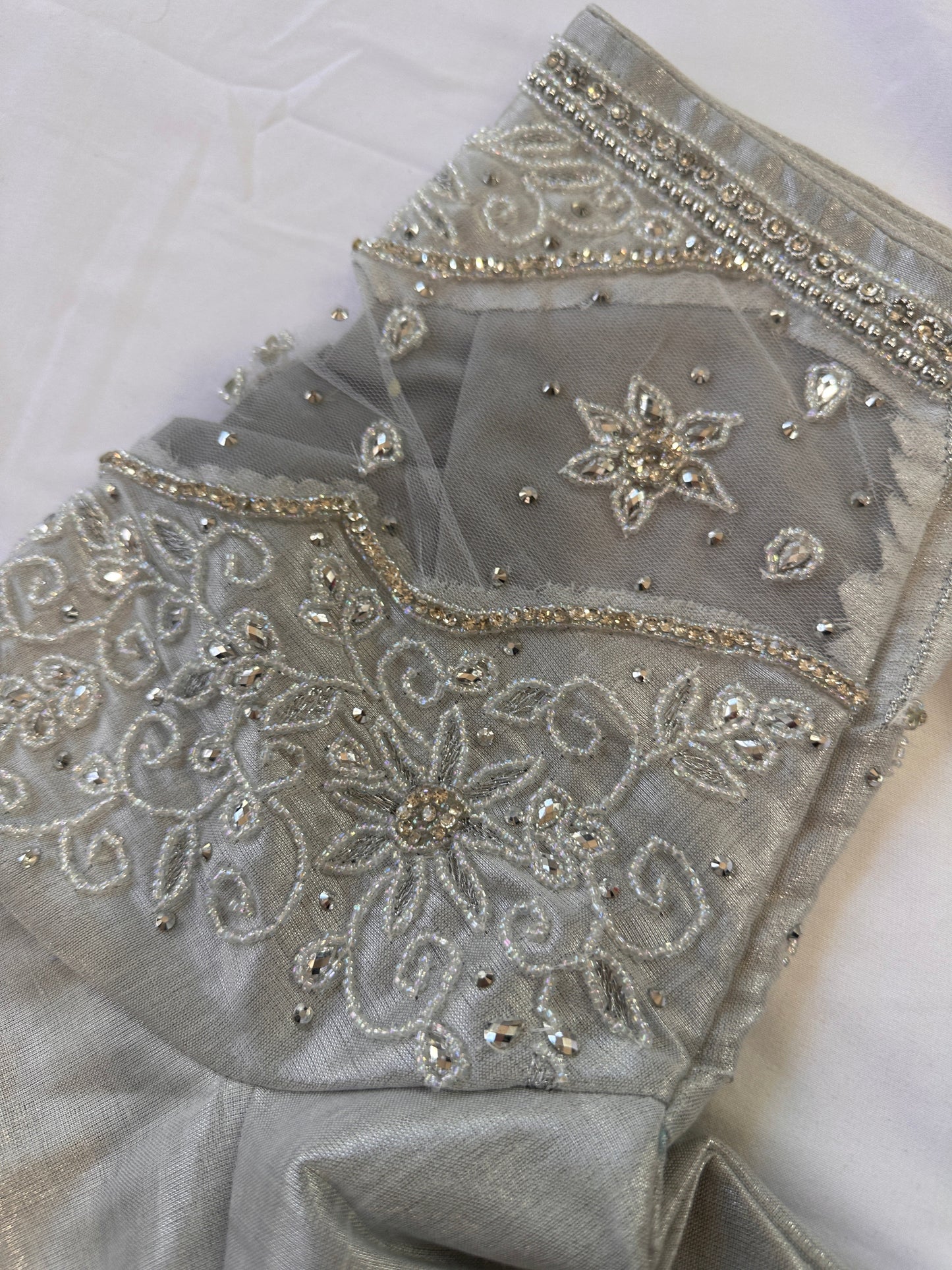 Silver Maggam work blouse