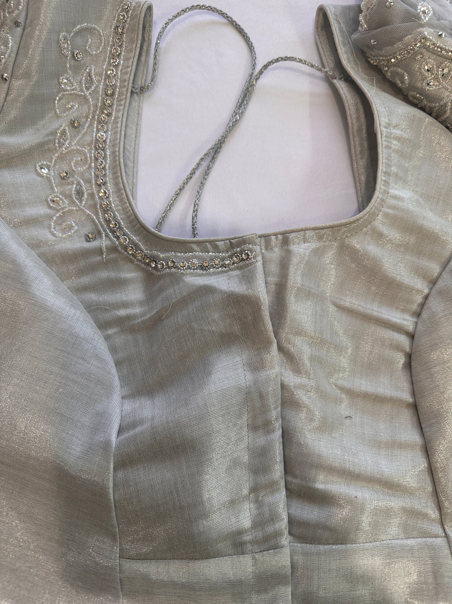 Silver Maggam work blouse