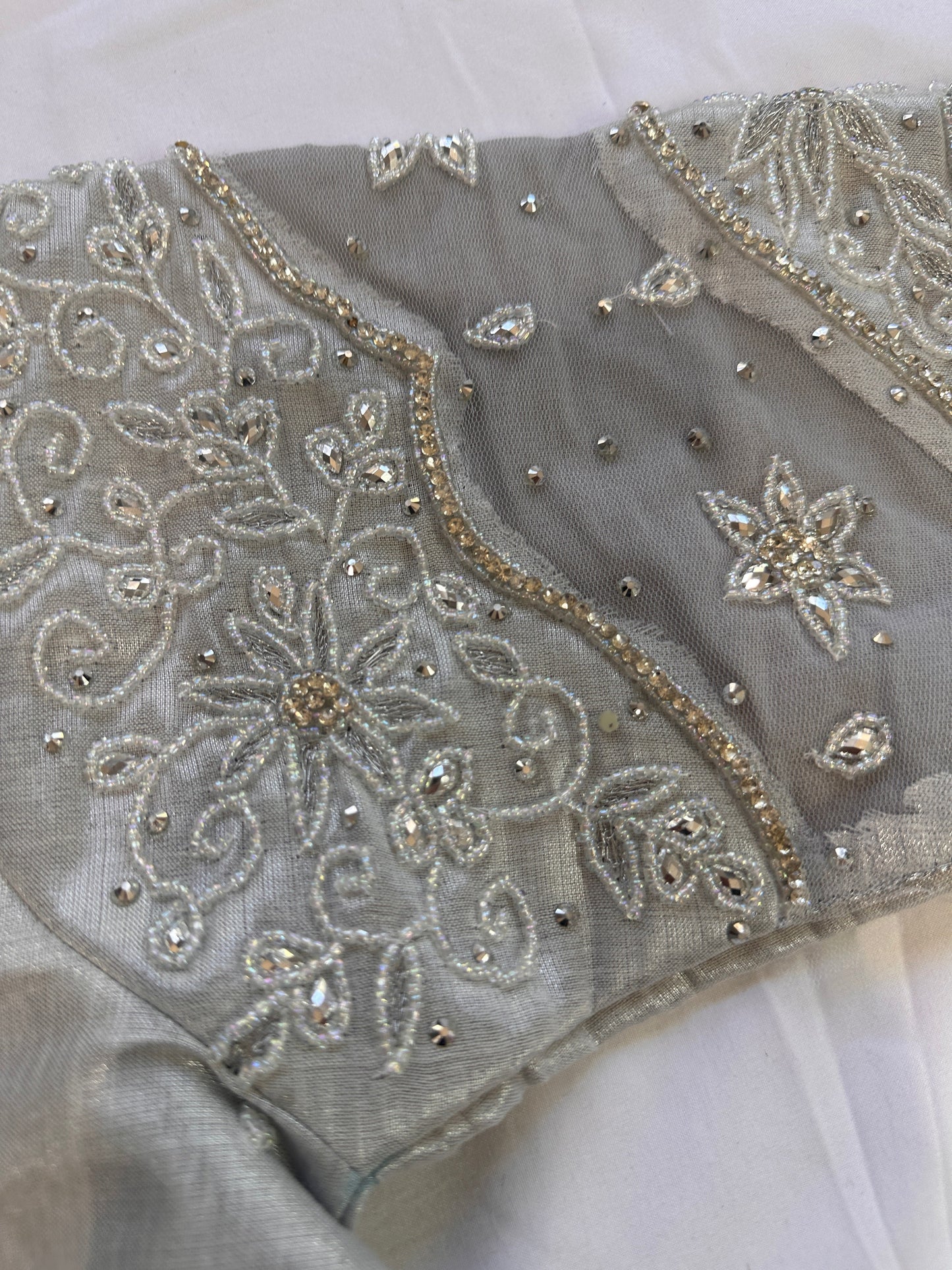 Silver Maggam work blouse