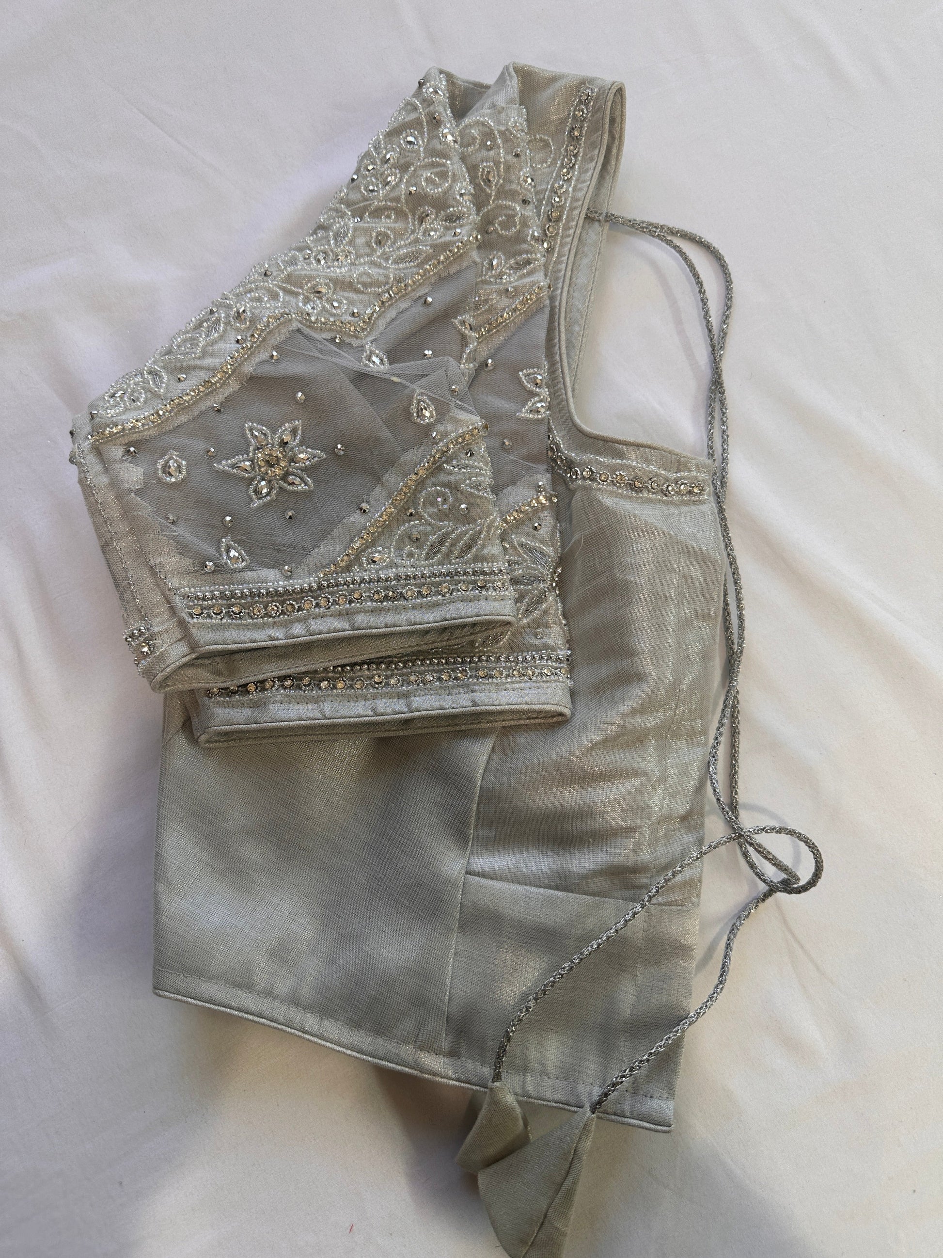 Silver Maggam work blouse
