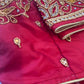 Marron Red Golden Maggam work blouse