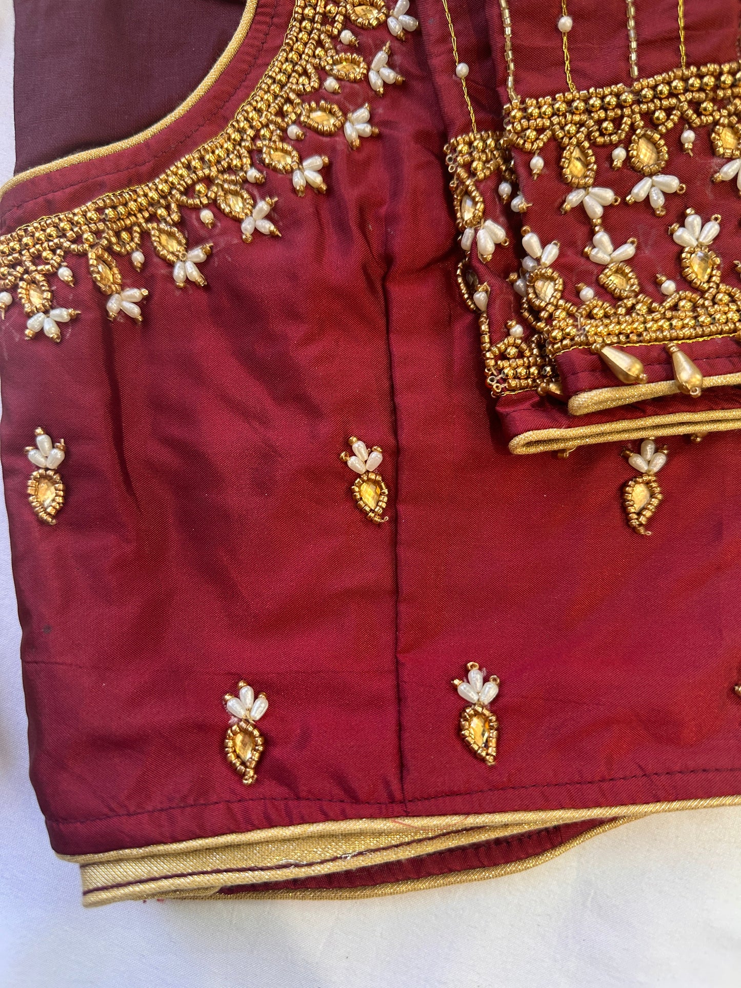 Marron Red Maggam work blouse