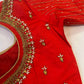 Orangish Red Maggam work blouse