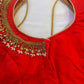 Orangish Red Maggam work blouse