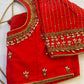 Orangish Red Maggam work blouse