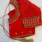 Orangish Red Maggam work blouse