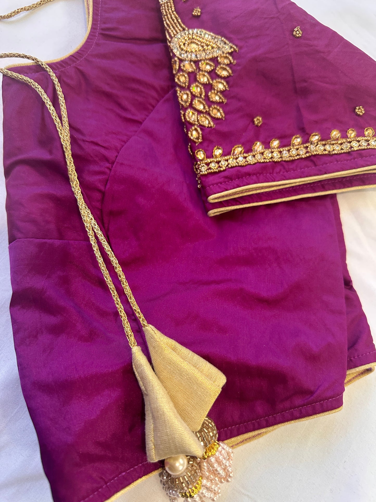 Purple Peacock Maggam work blouse