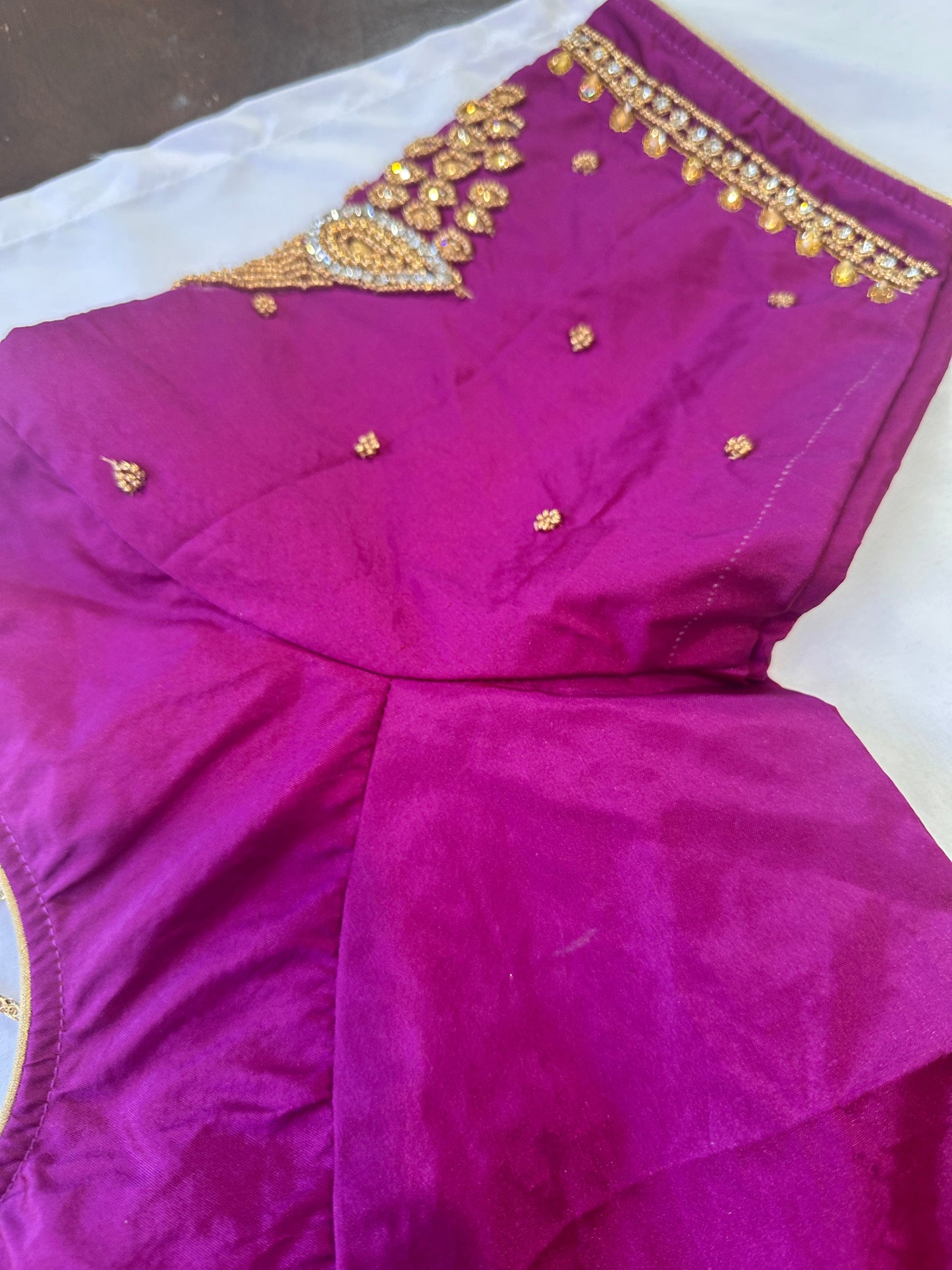 Purple Peacock Maggam work blouse