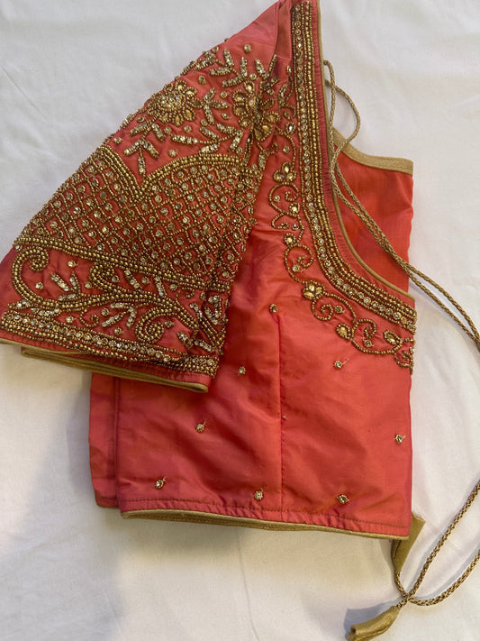 Peach Maggam work blouse