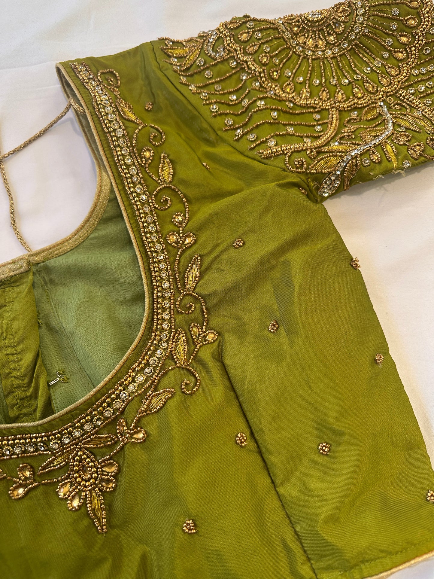 Green Maggam work blouse