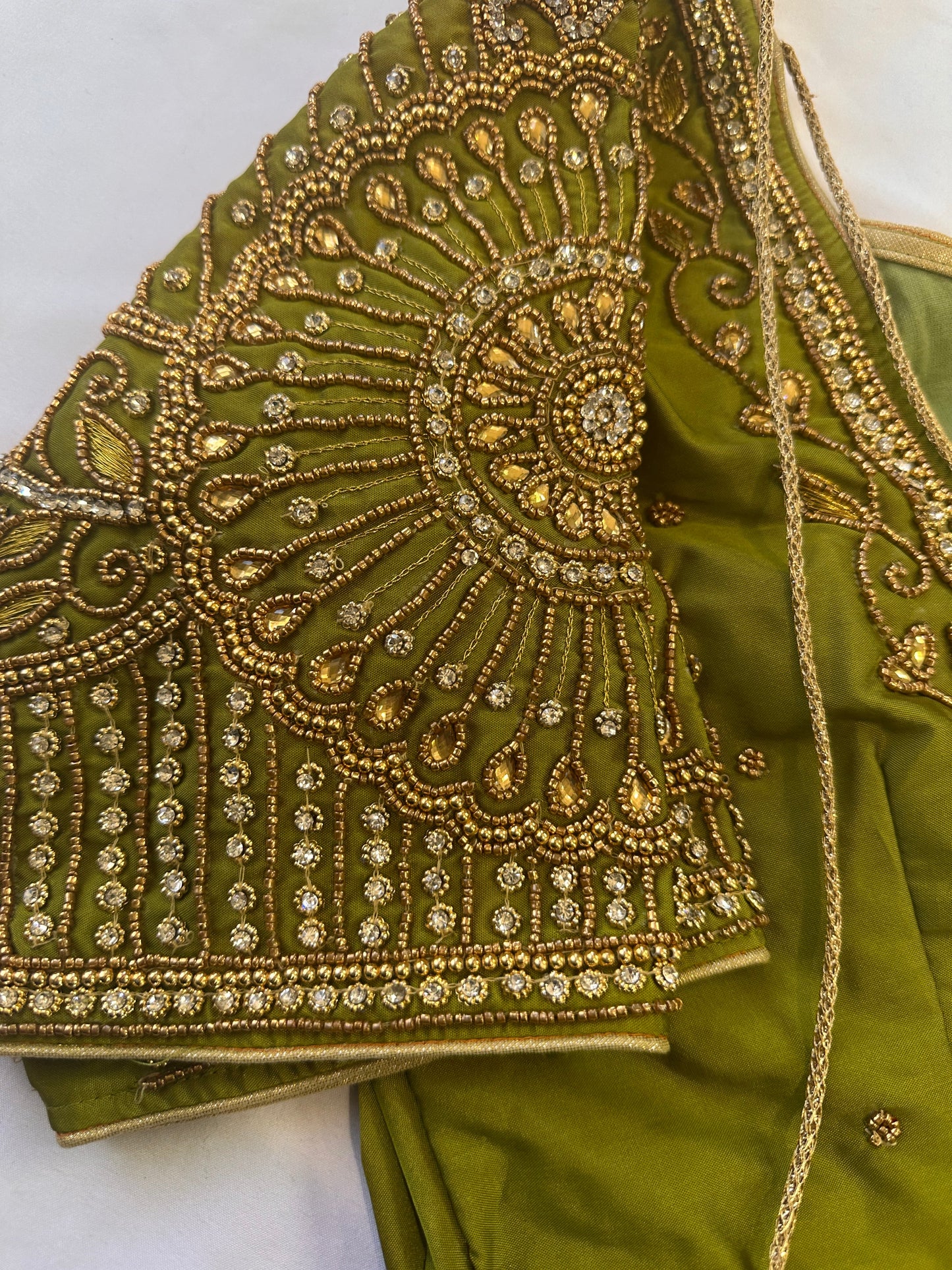 Green Maggam work blouse