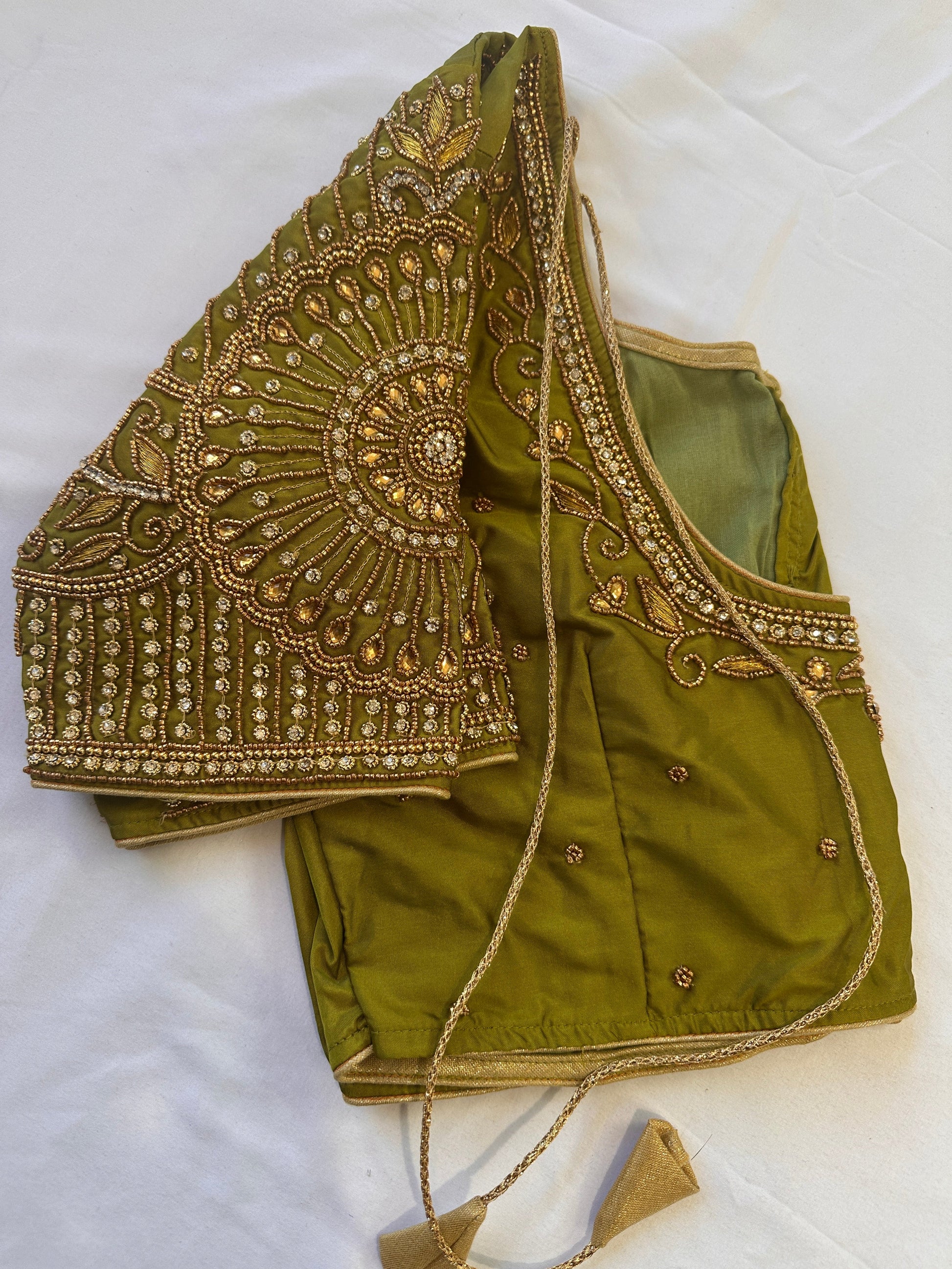 Green Maggam work blouse