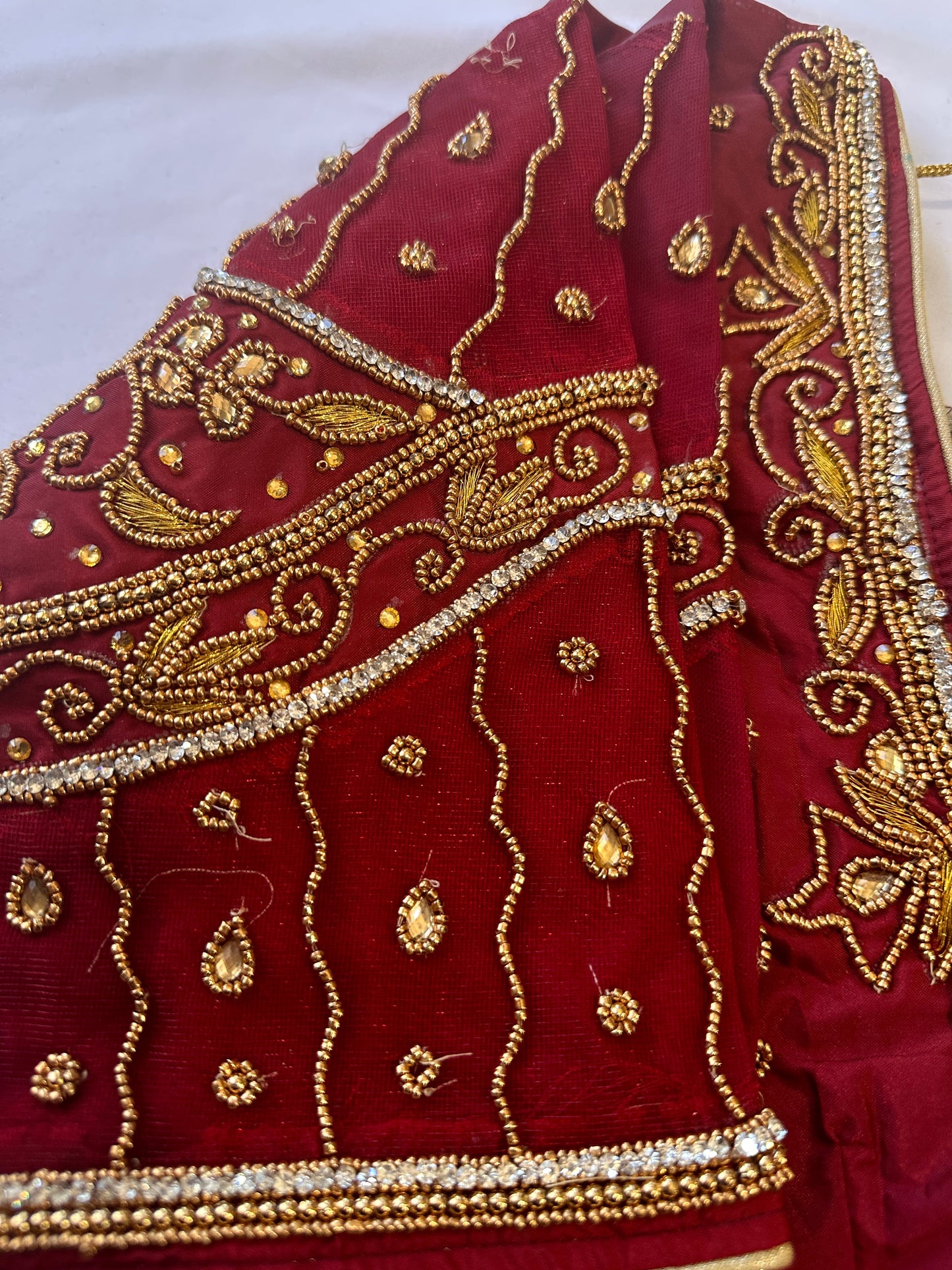 Marron Red Golden Maggam work blouse