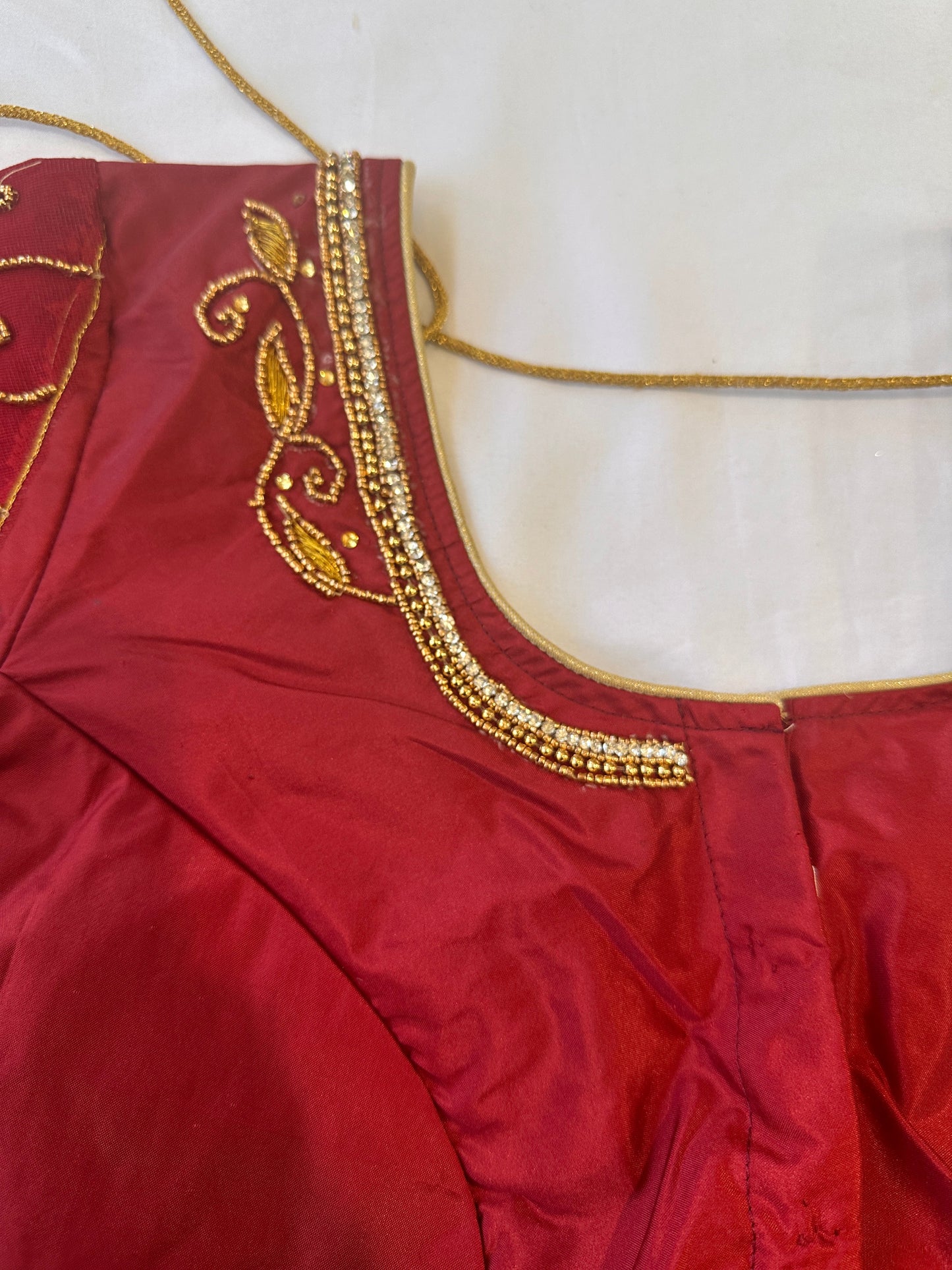 Marron Red Golden Maggam work blouse