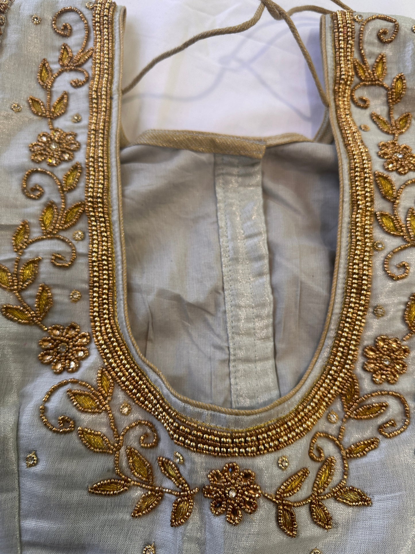 Silver Maggam work blouse