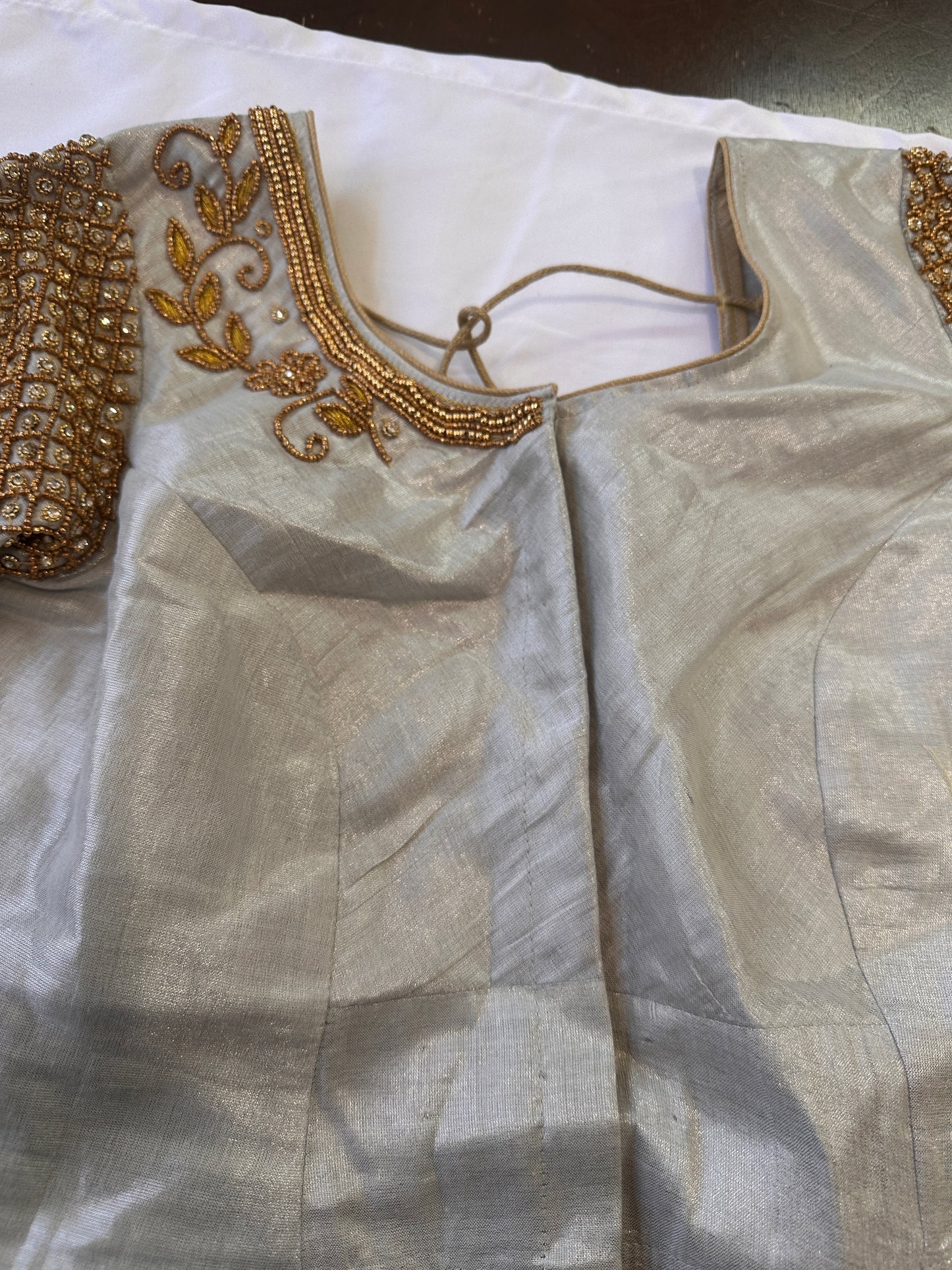Silver Maggam work blouse