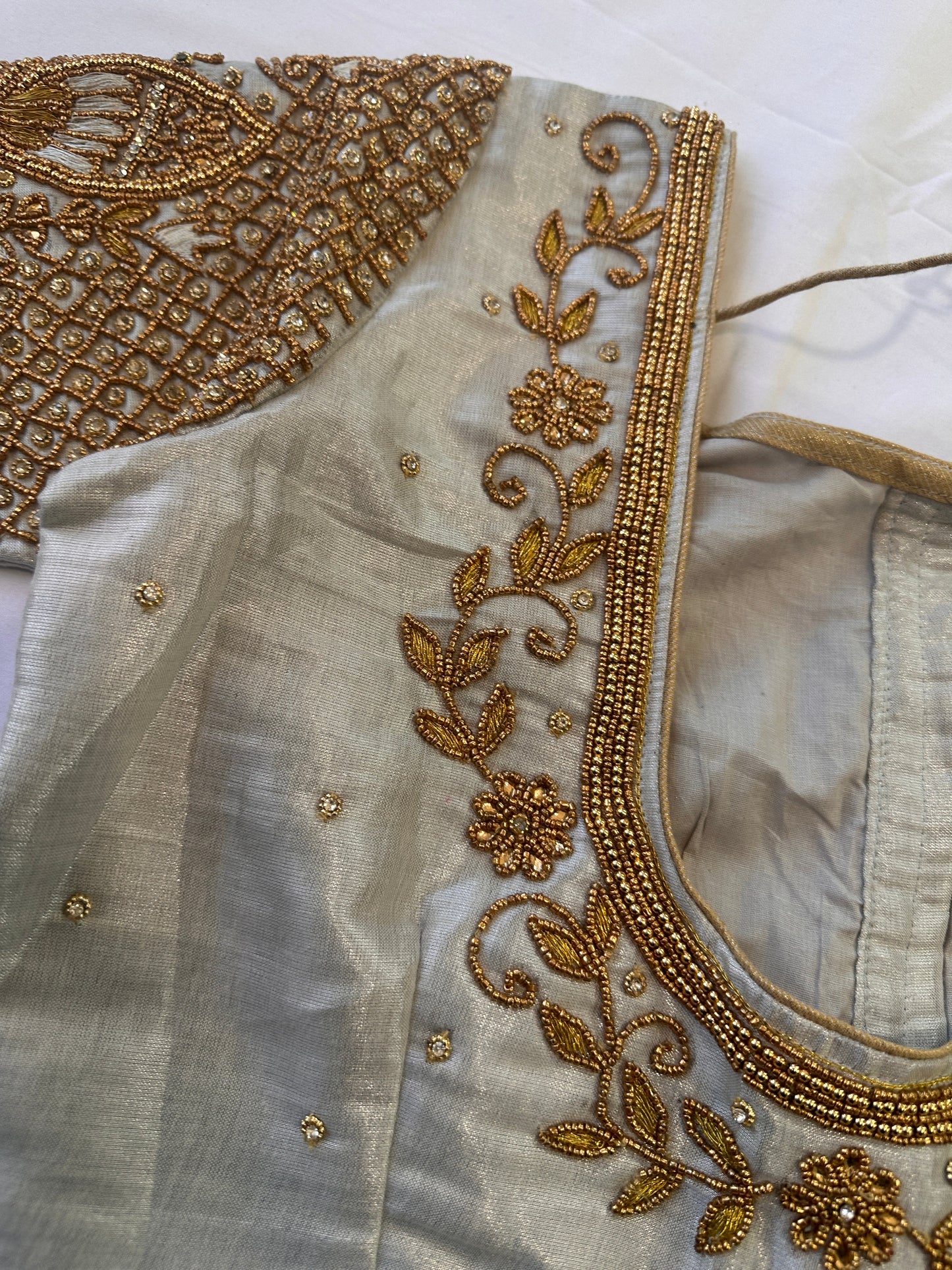 Silver Maggam work blouse
