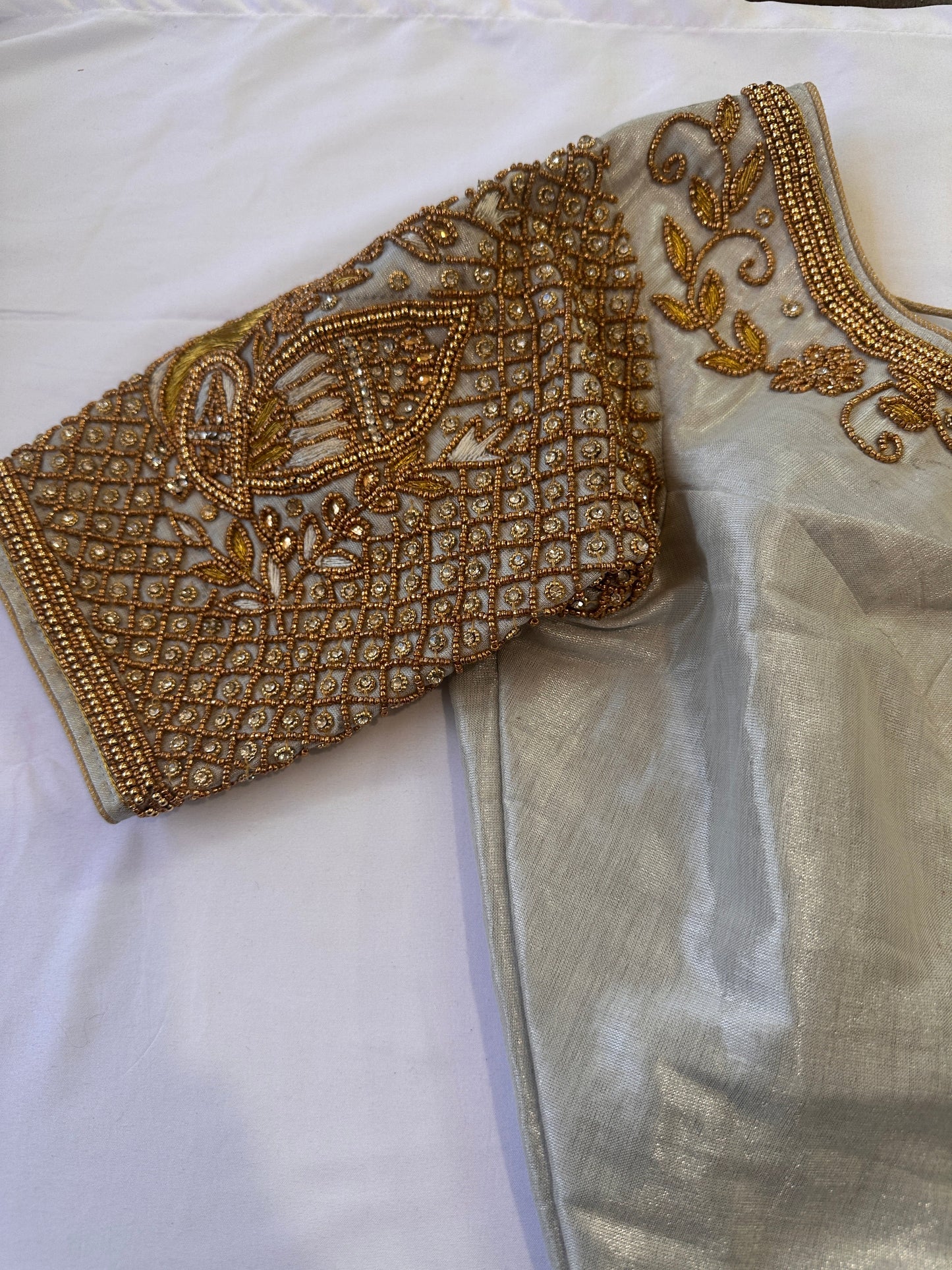 Silver Maggam work blouse