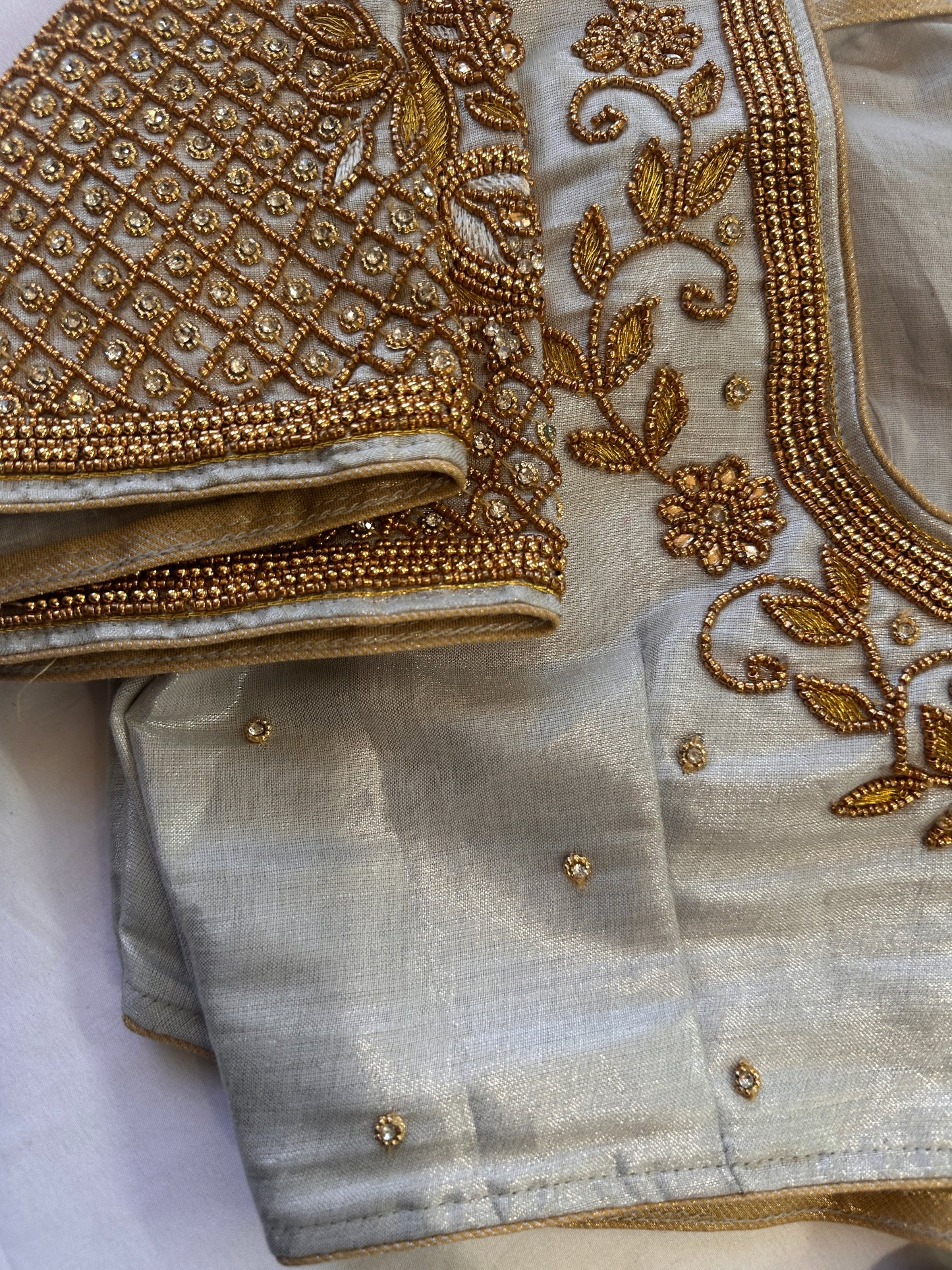 Silver Maggam work blouse