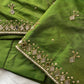 Green Silk Blouse with mirror and aari work