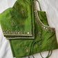 Green Silk Blouse with mirror and aari work