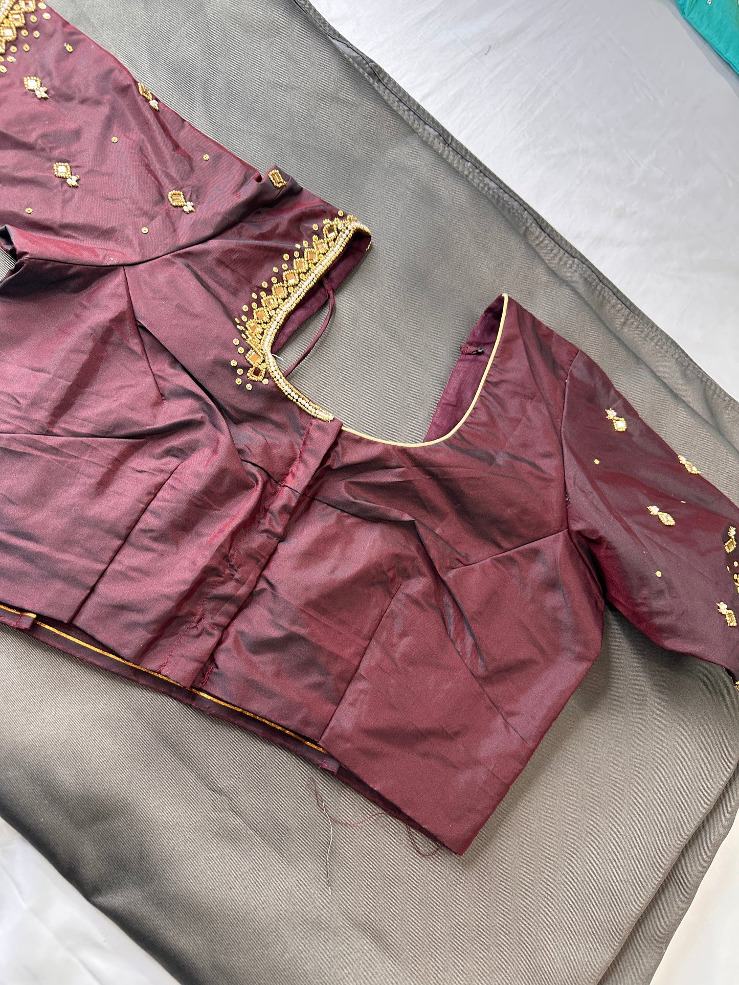 Plum Silk Blouse aari work