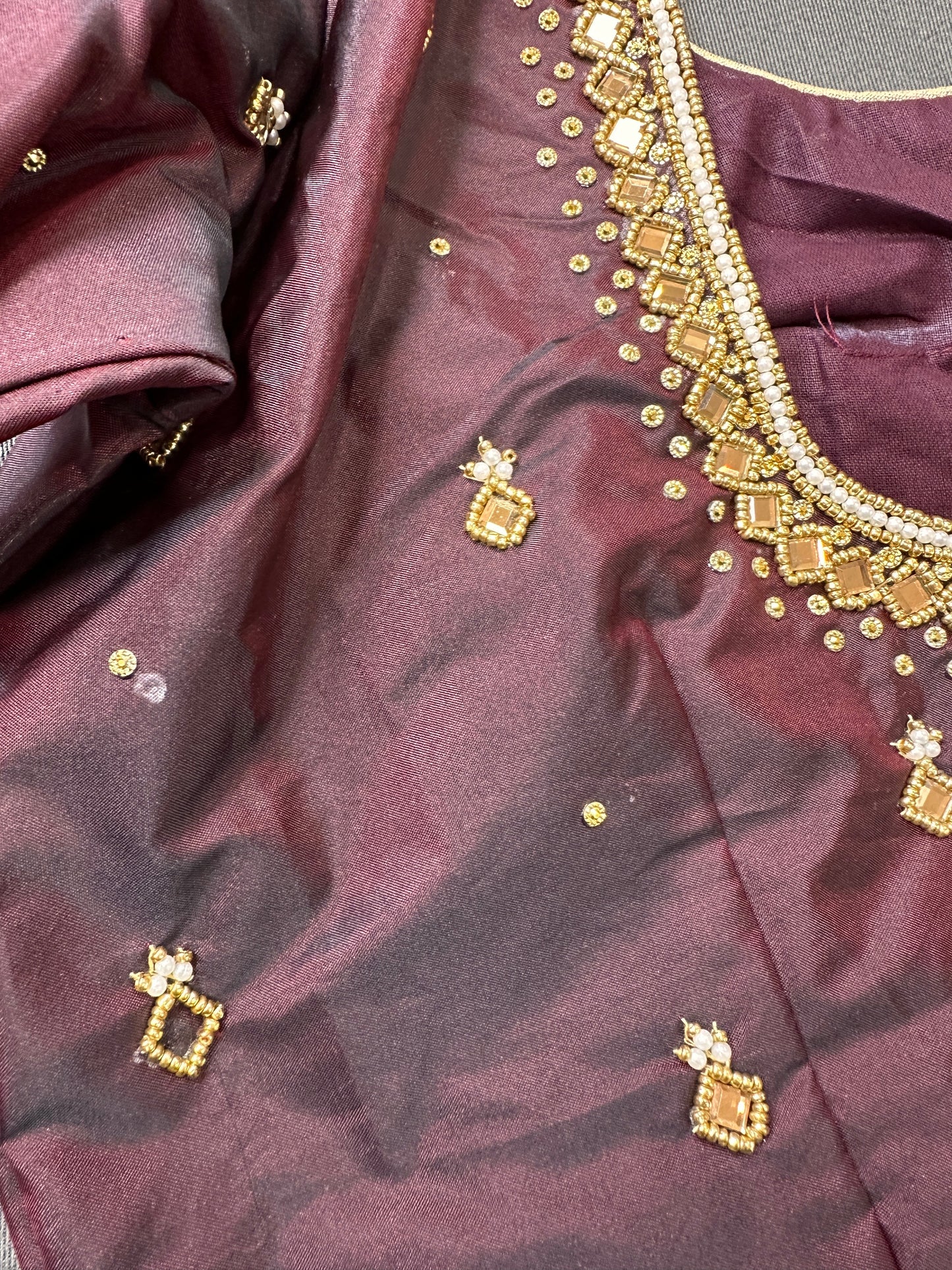 Plum Silk Blouse aari work