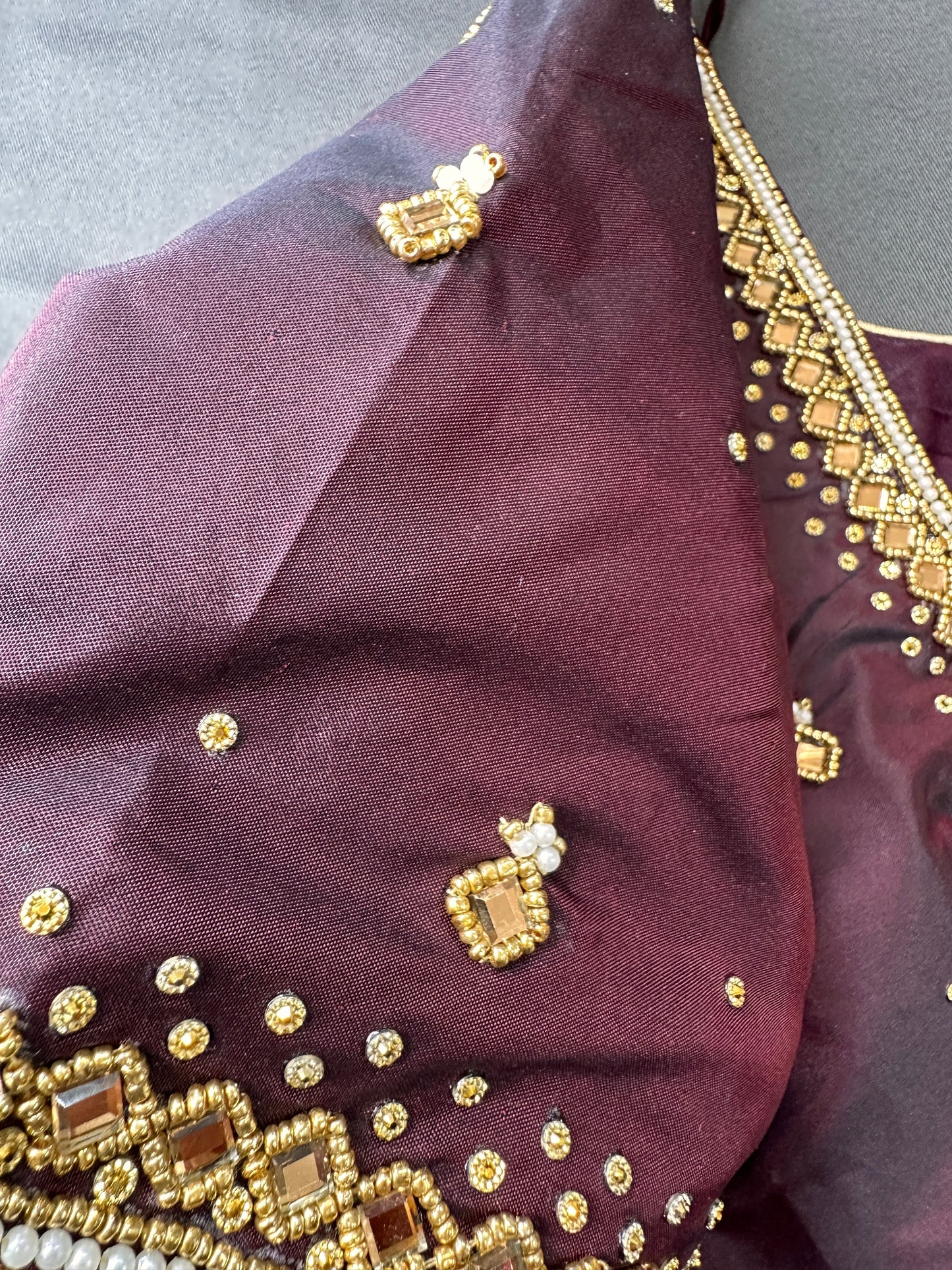 Plum Silk Blouse aari work