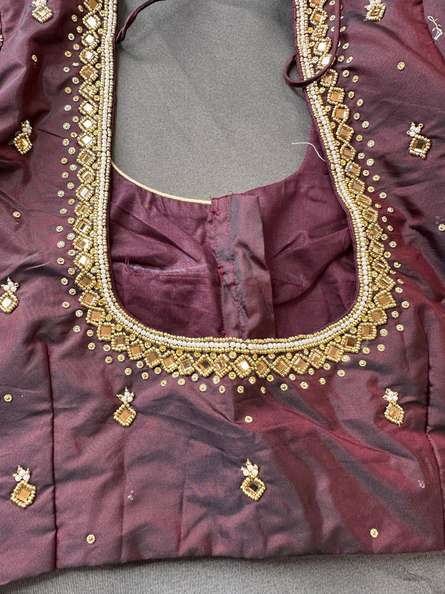Plum Silk Blouse aari work