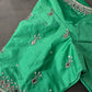 Green Silk Blouse with mirror and aari work