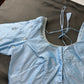 Blue Silk Blouse with mirror and aari work