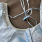 Blue Silk Blouse with mirror and aari work