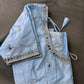 Blue Silk Blouse with mirror and aari work