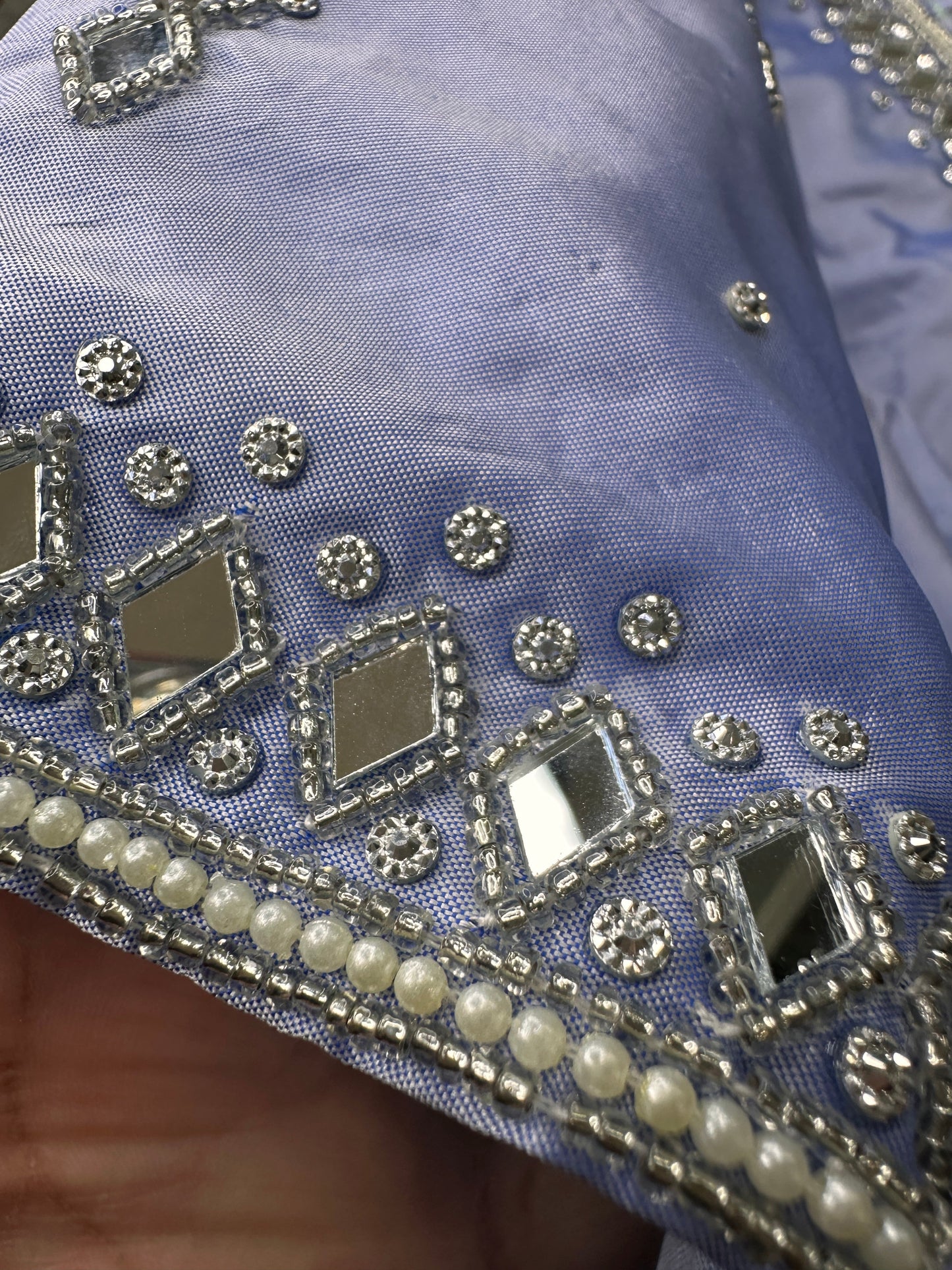 Lavender Silk Blouse with mirror and aari work