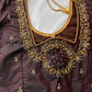 Choclate Brown Marron Silk Blouse with mirror and aari work