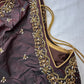 Choclate Brown Marron Silk Blouse with mirror and aari work