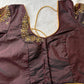 Choclate Brown Marron Silk Blouse with mirror and aari work