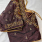 Choclate Brown Marron Silk Blouse with mirror and aari work