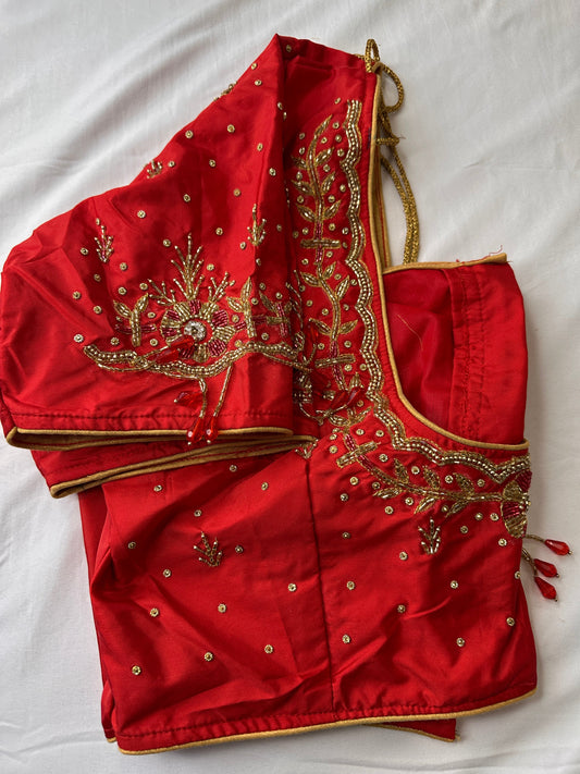 Red Silk Blouse aari work
