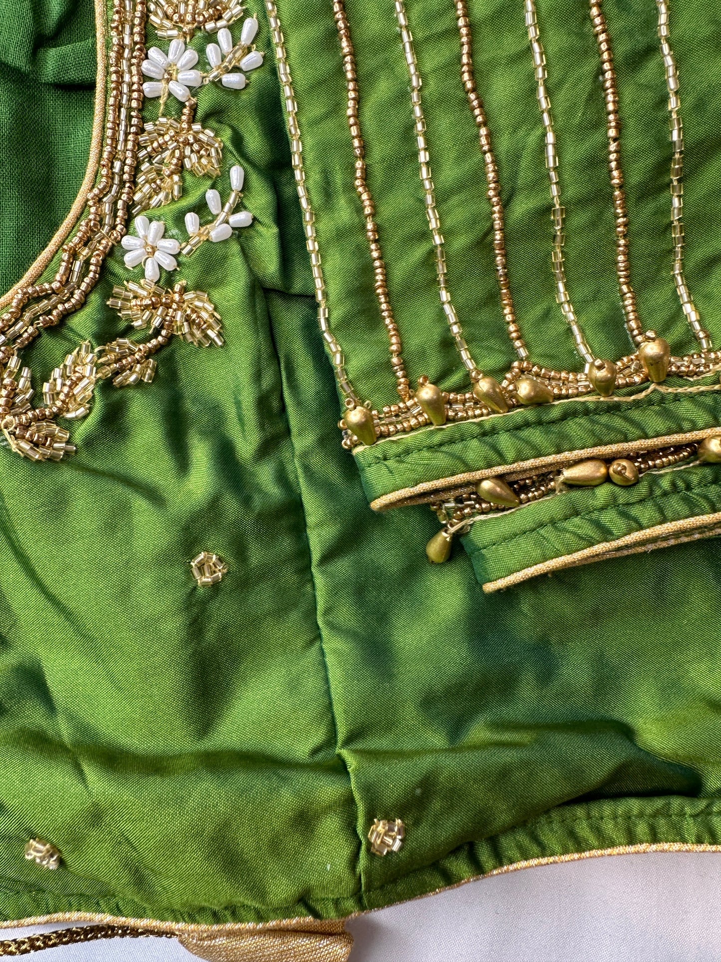 Green Silk Blouse Maggam aari work