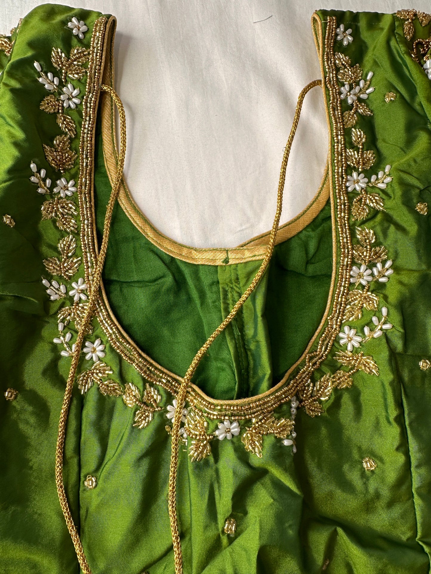 Green Silk Blouse Maggam aari work